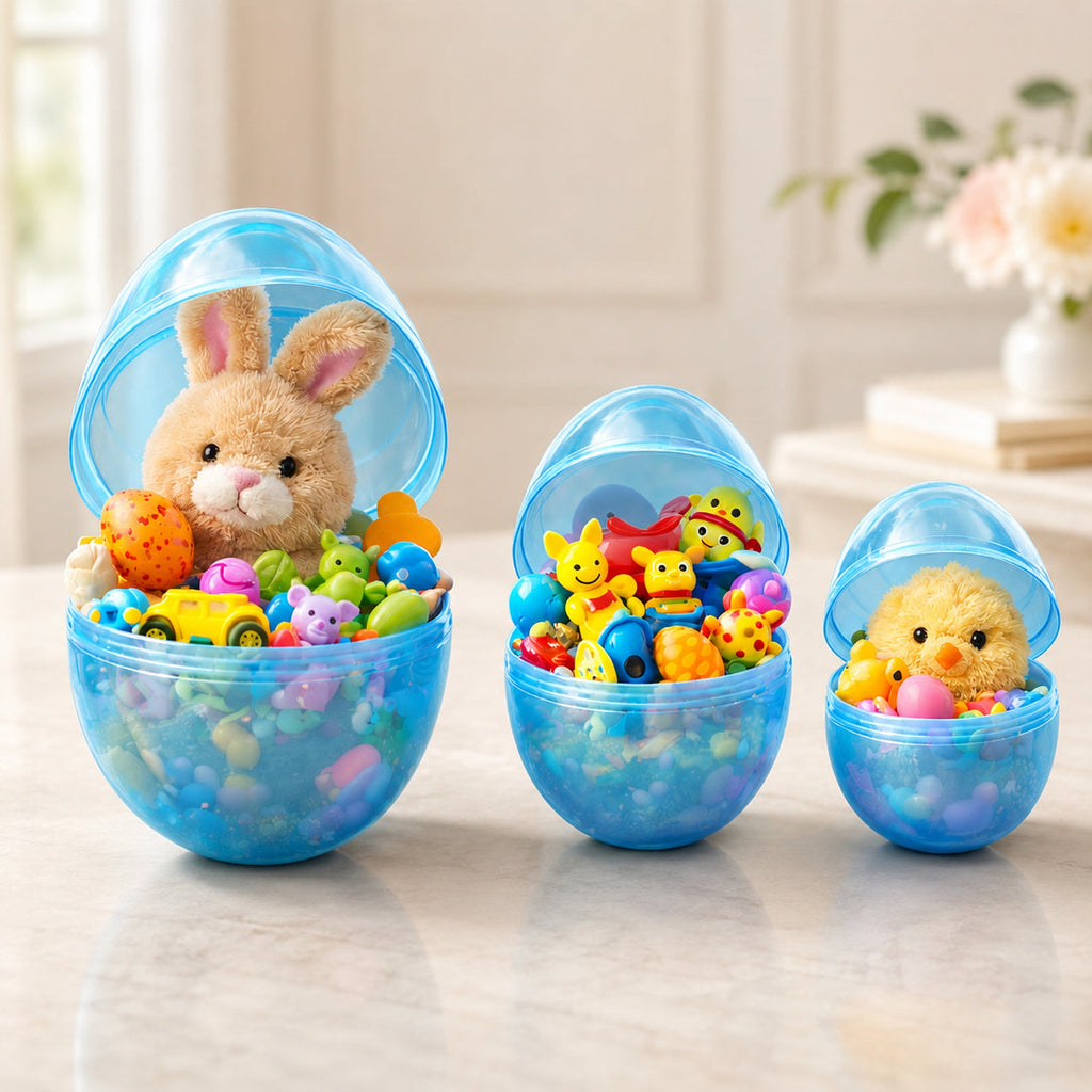 Set of 3 Jumbo Large Size Giant Fillable Plastic Easter Eggs 10 Inches