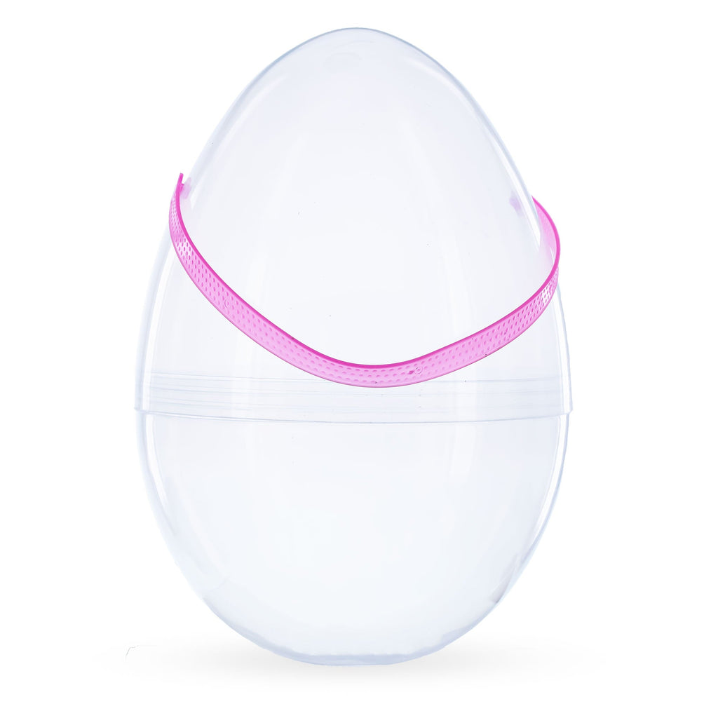 Set of 2 Transparent Jumbo Plastic Easter Eggs with Handles Large Size 10 Inches