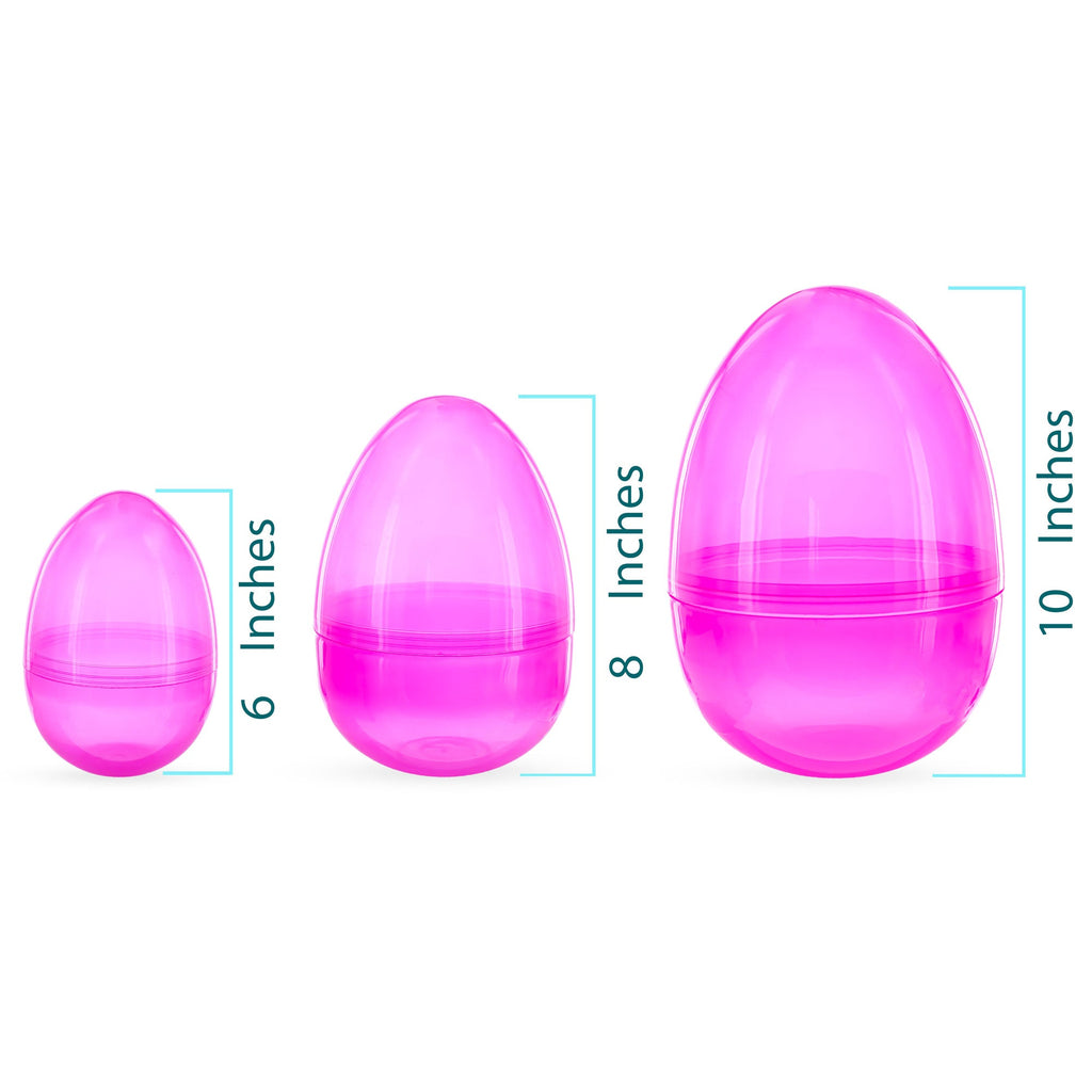 Set of 3 Giant Plastic Easter Eggs One Jumbo and Two Large, 10 Inches